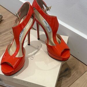 Jimmy Choo Vibrant fire orange  Patent Heels